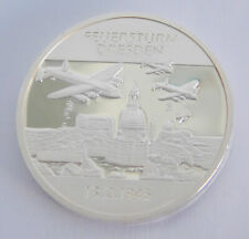 Medaille Feuersturm Dresden 1945 2. Weltkrieg versilbert Ø3cm