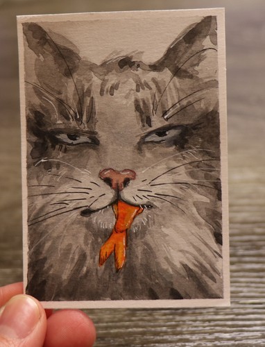 Original cat aceo painting - cat,