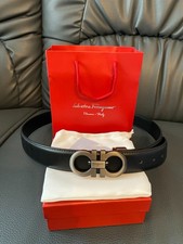 Ferragamo Gürtel, Größe 110, Schwarz/Grau