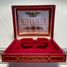 WITTNAUER-LONGINES PRUNK ETUI / BOX 1950er J. - ROTES KUNSTLEDER - SAMT & SEIDE