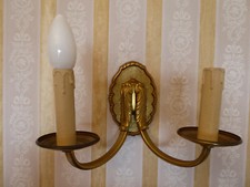 WANDLAMPE 2 FLAMMIG LEUCHTEN BAROCK STIL MESSING ANTIK FRANKREICH um 1930
