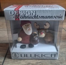 Holzfigur  Weihnachtsmann mit Elch H ca. 9,5cm NEU Ullrich Erzgebirge Deko.