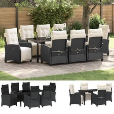 5-8 teiliges Garten Dining Set mit Kissen Schwarz Poly Rattan Akazie 6 Farbe DE