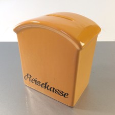 Spardose Keramik REISEKASSE 60er 70er 80er H 11cm