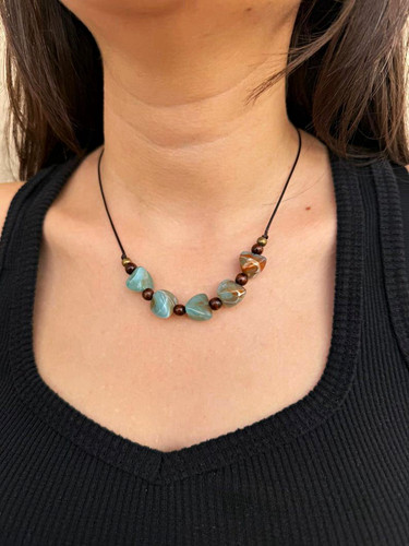 Boho halskette aus holz und - aus,