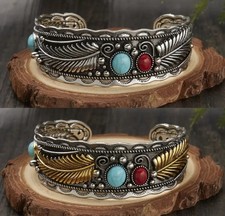 Armreif Feder Schmuck Boho Armband Indigener Western Style Türkis Bohemian