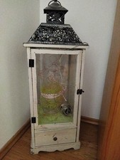 Laterne groß mit Schublade Holz , Glas , Metall