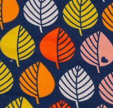 Graziela Blätter Sweat Swafing Rest 110 cm Retro  Marineblau rot gelb