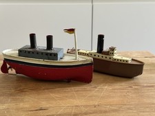 Bing Fleischmann 2 Blechschiffe Tin Boats Antik Blechspielzeug 