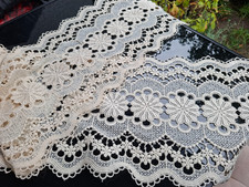 ca. 6 Meter Plauener Spitze Baumwolle Creme Farben Spitzenborte 32 cm Breit