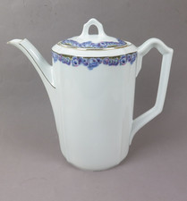Seltmann Weiden Kaffeekanne, Art Deco Stiefmütterchen Goldrand 24,6cmH Porzellan