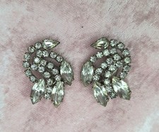 Große Strass Ohrclips 3,5 x 2,5 cm Ohrringe glitzern toll