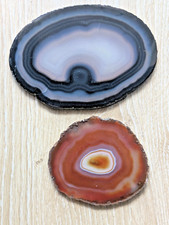 Achatscheiben 2er Set - Fundort Brasilien - Länge 12 u. 8 cm -Sehr schön + TOP