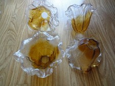 Glasschirme Glockenform für E 27 Hängelampen 4 Stck. Transparent-Bernsteinfarbig