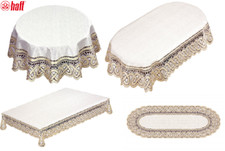 Tischtuch Tischläufer Tischdecke Jacquard oval,rechteckig,rund,eckig -Creme-Gold