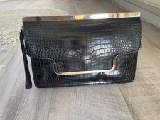 Tasche Clutch Schwarz kroko