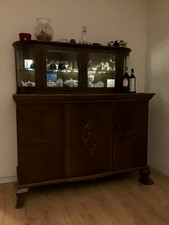 Antikes Buffet, Schrank, Vitrine aus Eichenholz mit Glasaufastz