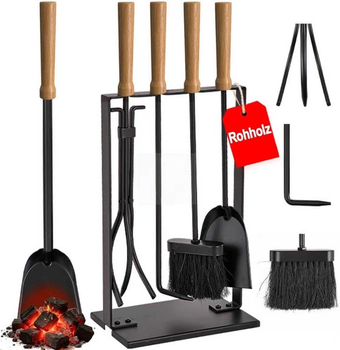 Kaminbesteck set schmiedeeisen - kaminbesteck-set,