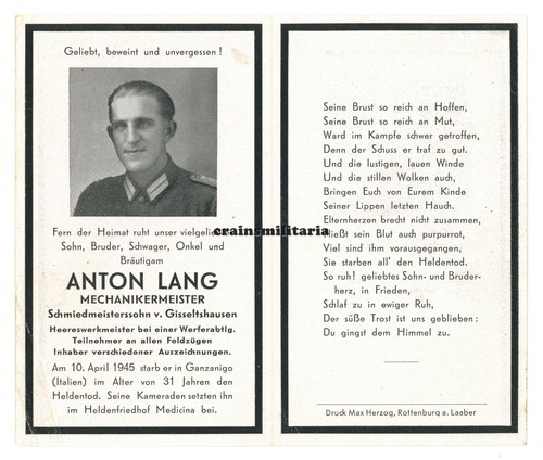 Orig sterbebild nebelwerfer - orig.,