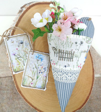 XL Herz Acufactum Stoff 23x11cm,Handgemachte Deko Etiketten,Margeriten,Schafe