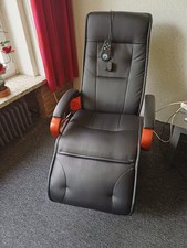 Relaxsessel Massagesessel Fernsehsessel neuwertig Lederlook schwarz Holzdrehfuß