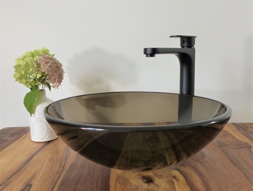 Aufsatz glas waschbecken braun - glas,