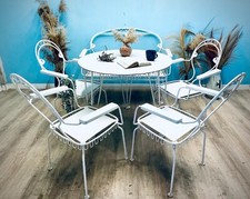 schöne Garten Sitzgruppe 1 Tisch 4 Stühle 1 Bank  Vintage 60er 70er Jahre antik