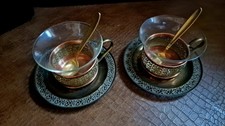 2 Vintage Teegläser Messing