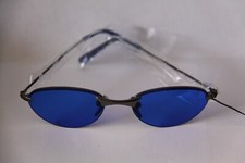 KLEINE FARB BRILLE SONNENBRILLE  GLÄSER BLAU RAHMEN ANTHRAZITFARBEN  NUR OBEN