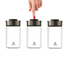 Vakuum Vorratsdosen Glas 3er Set 1300ml Vorratsgläser Vakuumdeckel luftdicht