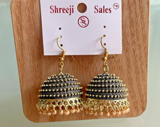 Bollywood Ohrringe, Steinchen und Elementen Bunt, indisch Jhumka NEU