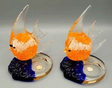 Teelichthalter Partylite  Fisch orange Glas design Mundgeblasen Made In Taiwan 