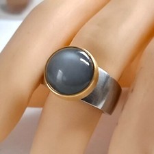 Charlotte 21 - Wechselköpfchen mit Traum grauen Mondstein in 18kt Gold gefasst