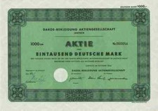 Dakos Bekleidung AG 1965 Laufach Sailauf Aschaffenburg Gründeraktie Gewinnanteil