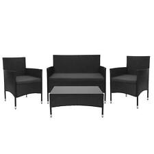 B-Ware Poly-Rattan Garnitur MCW-F55, Sofa Sitzgruppe, schwarz Kissen dunkel-grau