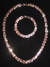 Königskette & Armband Rotgold 8mm 60cm Herrenkette Edelstahl Rosé Gold vergoldet