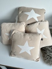 3 x GANT HOME Star Knit Kissen hoher NP Beige-weiß Baumwollstrick 35x35 Daunen