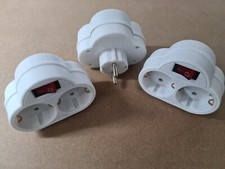 3 Stück Doppelstecker mit Ein/Ausschalter 2 Fach Steckdose Adapterstecker weiß