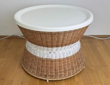 Couchtisch Rattan Korbtisch mit Stauraum & abnehmbarer Platte 61×45cm Vintage
