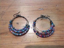 Hippies Boho Ohrringe Creolen Bunt Messing