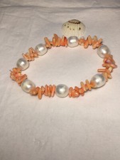 Apartes echtes Korallen-Perlenarmband Astkorallen *Engelhaut + Rosa*