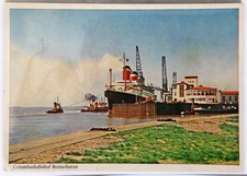 AK Bremerhaven Columbusbahnhof mit SS United States u. Schlepper