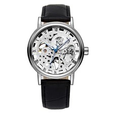 Leather Roman Numerals Wrist Watch Mens Mechanical Skeleton Steampunk Watches PU