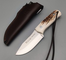 Joker Messer Gran Erizo Jagdmesser MoVa Stahl Hirschhorngriff Lederscheide