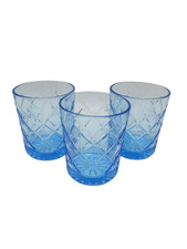 3 x ikea Flimra Gläser Set Trinkglas blau Vintage Lowball Gitter Stern