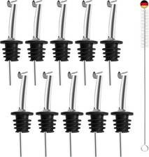 Incutex 10x Flaschenausgießer aus Edelstahl mit Klappe und 1x Reinigungsbürste, 