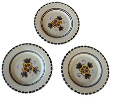 Antik 3 kleine Teller Russische Keramik handbemalt Blumenmuster gepunzt #500-8
