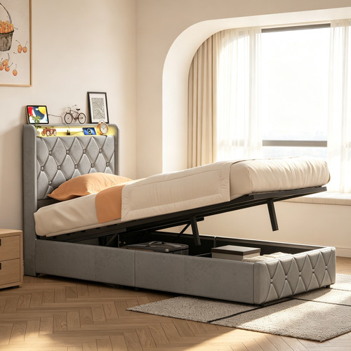 Polsterbett 90x200 mit led - mit,