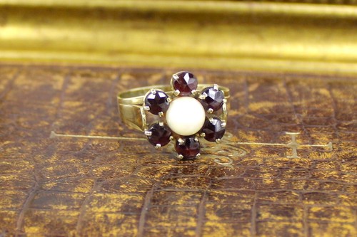 1930s 40s garnet pearl gold - 1930s/40s,