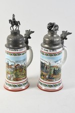 C26K03- 2x Porzellan Reservistenkrug ua bez. München 1907-10 mit Lithophanie